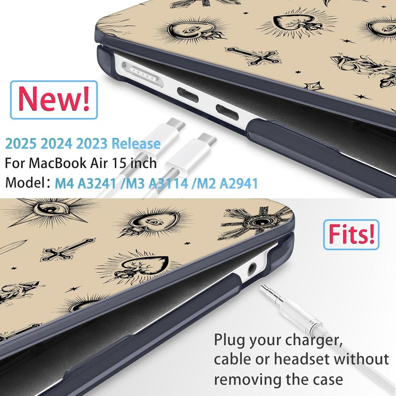 Mektron Designed for 2025/2024/2023 MacBook Air 15 INCH M4 A3241 /M3 A3114 /M2 A2941 Case, Printed Plastic Hard Shell Cover with 15.3" Liquid Retina Display Touch ID, Evil Eye - Image 2